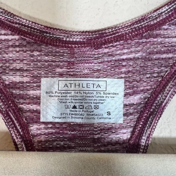 Athleta Fastest Track Tank Small Racerback Ruche Activewear Burgundy - Picture 6 of 6